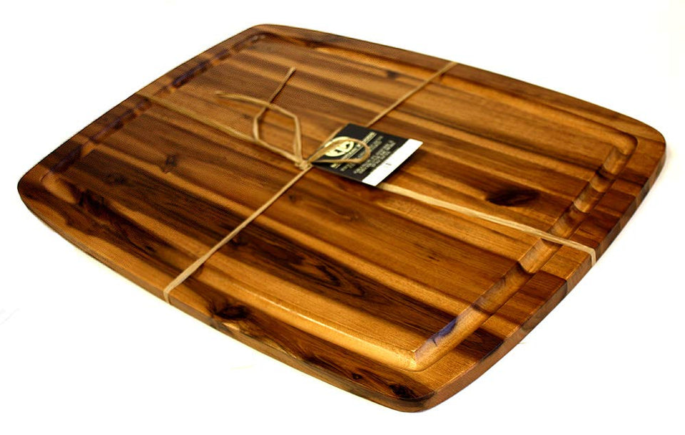 Mountain Woods ABXL - Tabla de cortar de madera de acacia orgánica con bordes granulados (bloque de carnicero) para carne, queso, verduras, 20 x 14 x 0,625 pulgadas
