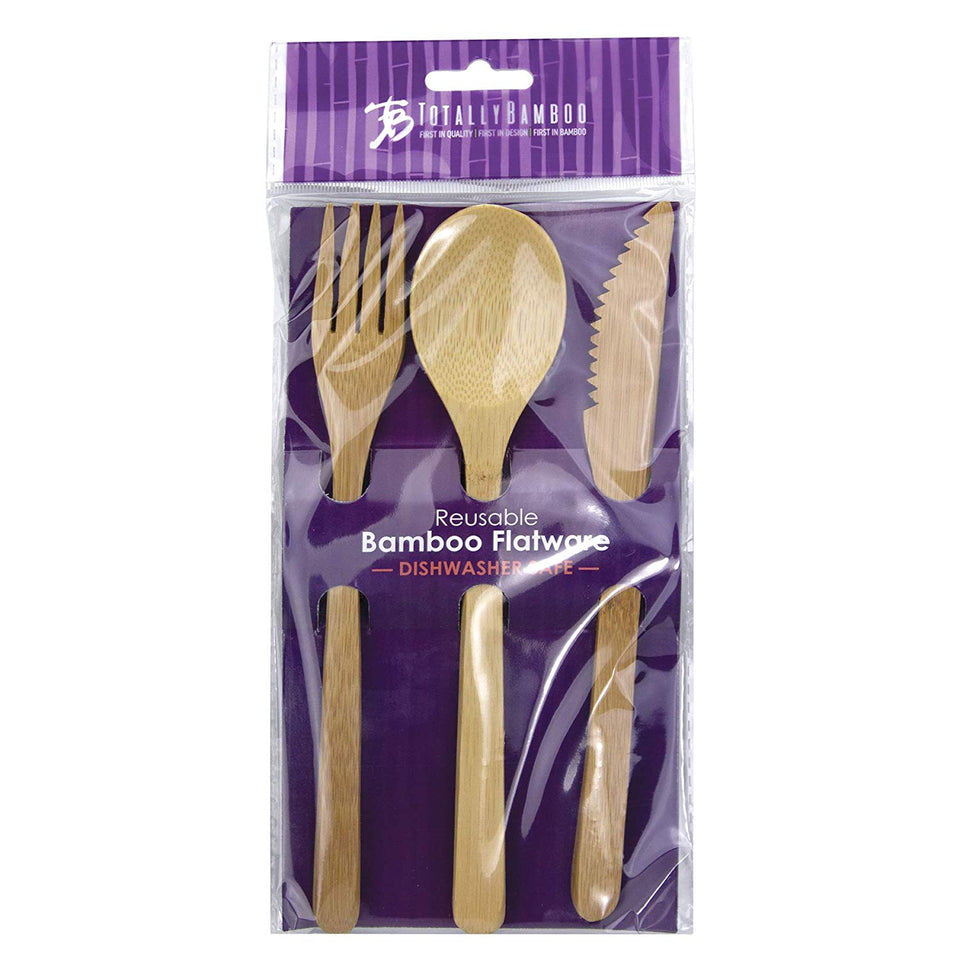 Totally Bamboo Set de 3 cubiertos, tenedor, cuchillo y cuchara