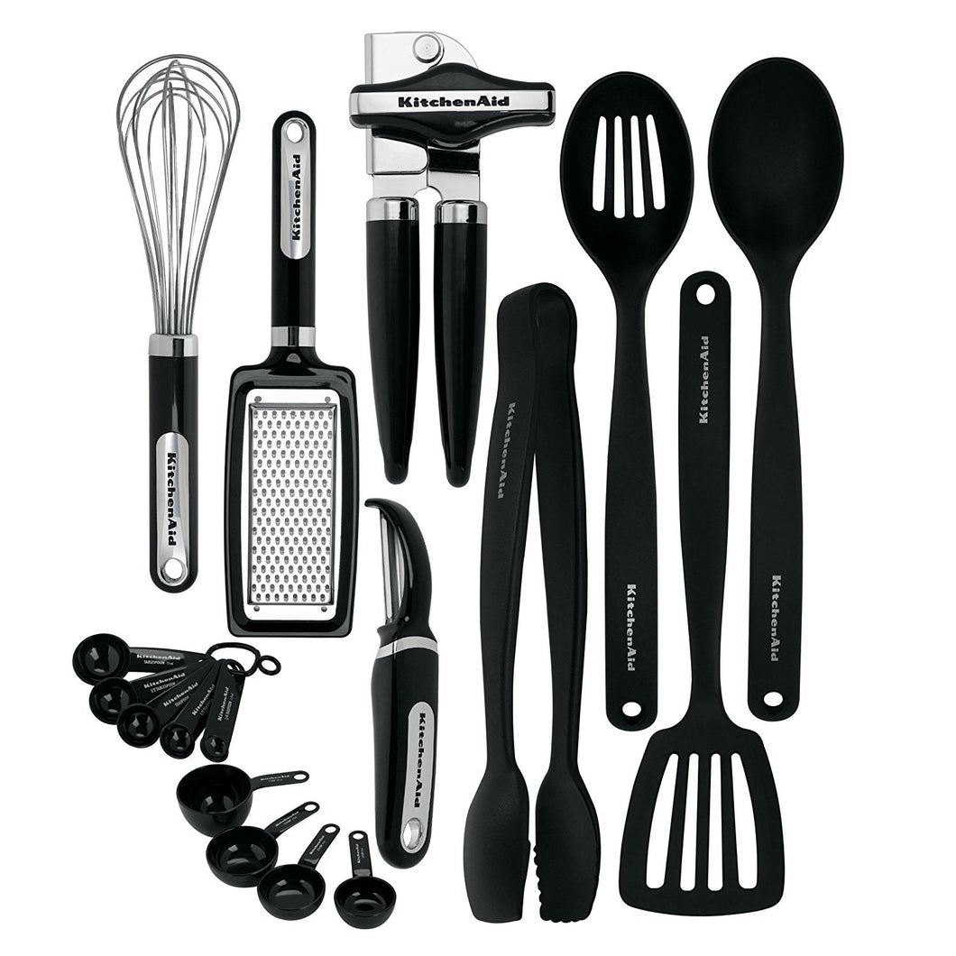 KitchenAid - Juego de herramientas y accesorios (15 piezas), color negro, Negro 17 piezas, Negro, Juego de 17 piezas, 1