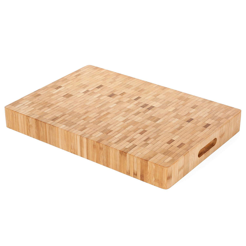 Heim Concept - Tabla de cortar de bambú orgánico y charola de servir con ranura para goteo extragrande (45.72 cm x 30.48 cm – 2.54 cm de grosor) ecológica, gruesa, fuerte, premium bambú, Grain Pattern, Large, 1