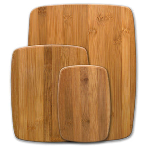 Farberware Classic Juego de tablas de bambú para cortar y servir, tamaños variados, 3 piezas, Sin mango, Bambú, Juego de 3, 1