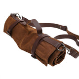 qees cuchillo de chef rollo 453.6 gram lona encerada impermeable cuchillo bolsa de 10 ranuras utensilios de cocina herramienta enrollar bolsa de almacenamiento con asa o correa de hombro regalo para Dad dudek Collection DD12