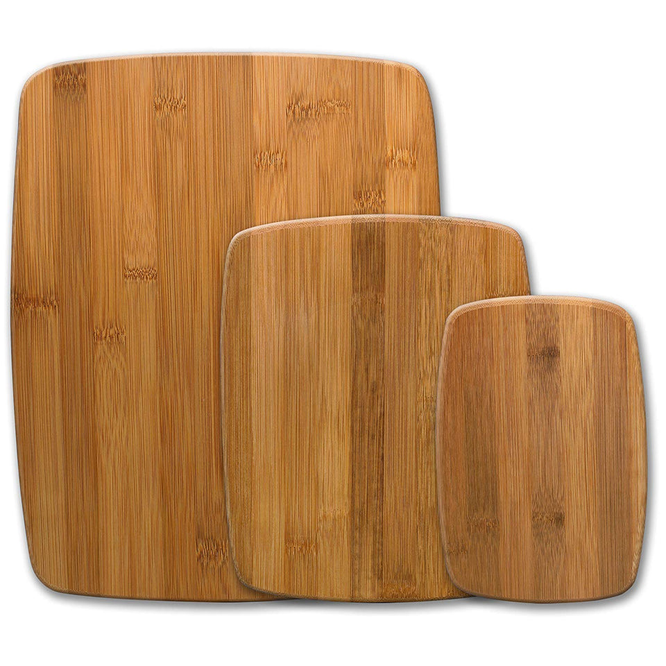 Farberware Classic Juego de tablas de bambú para cortar y servir, tamaños variados, 3 piezas, Sin mango, Bambú, Juego de 3, 1